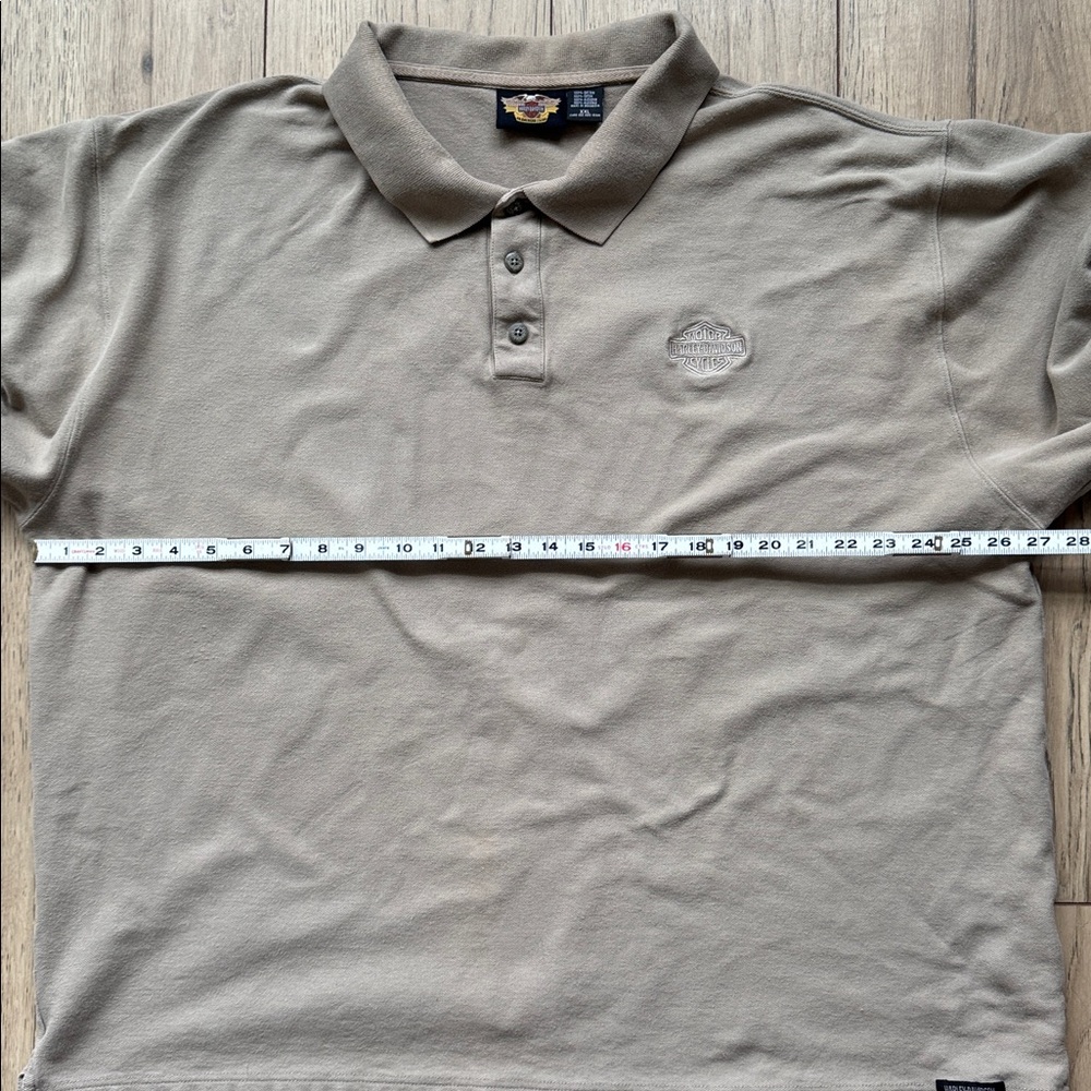 Harley Davidson Men’s Polo Long Sleeve Shirt 2XL Tan Brown Motorcycle Collared - Picture 8 of 12